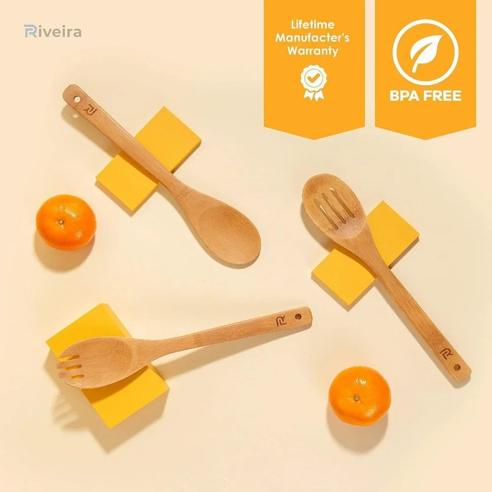 6-Piece Wooden Spoons Apartment Essentials Wood Spatula Spoon Nonstick Kitchen